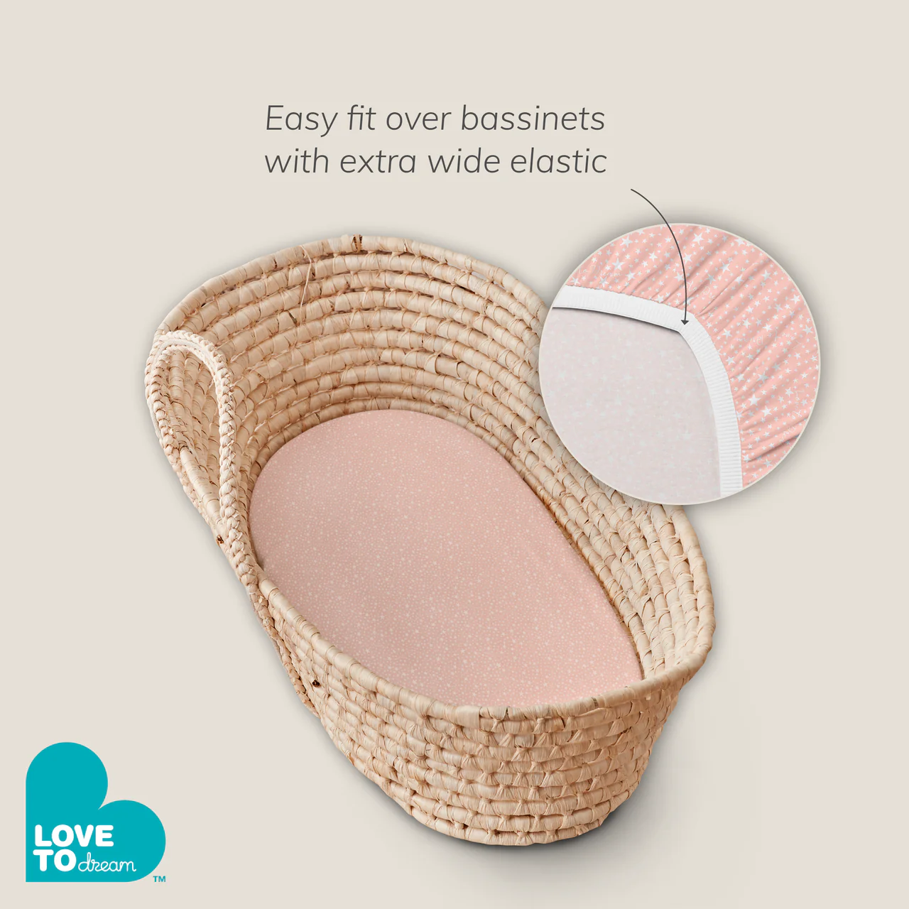 2-in-1 Waterproof Sheet & Mattress Protector Sheet Bassinet/Basket Tencel Pink - Image 5