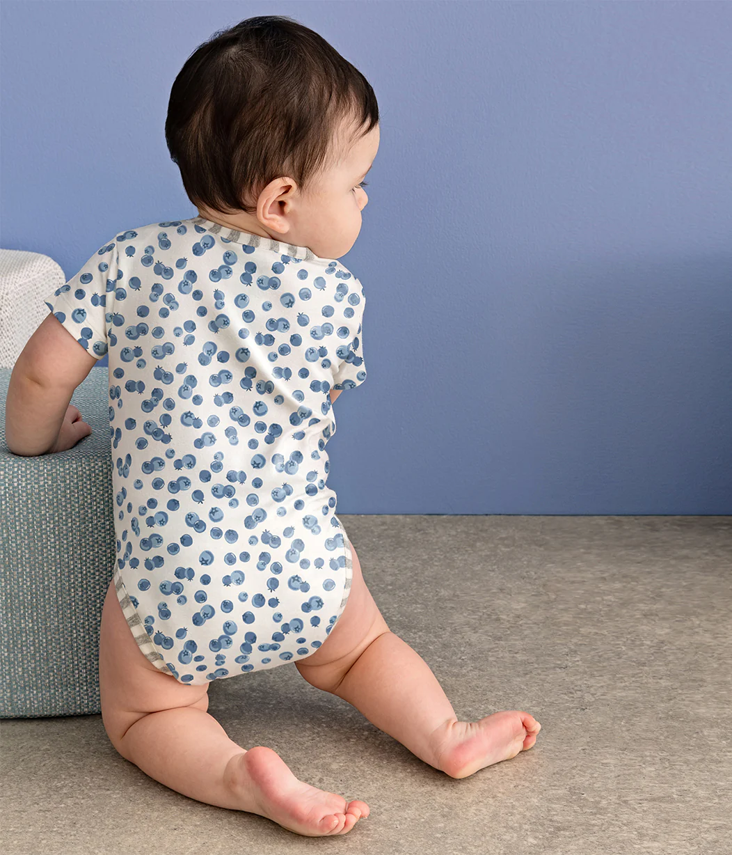 Bodysuit Short Sleeve Cotton Blue Blueberries - Image 6