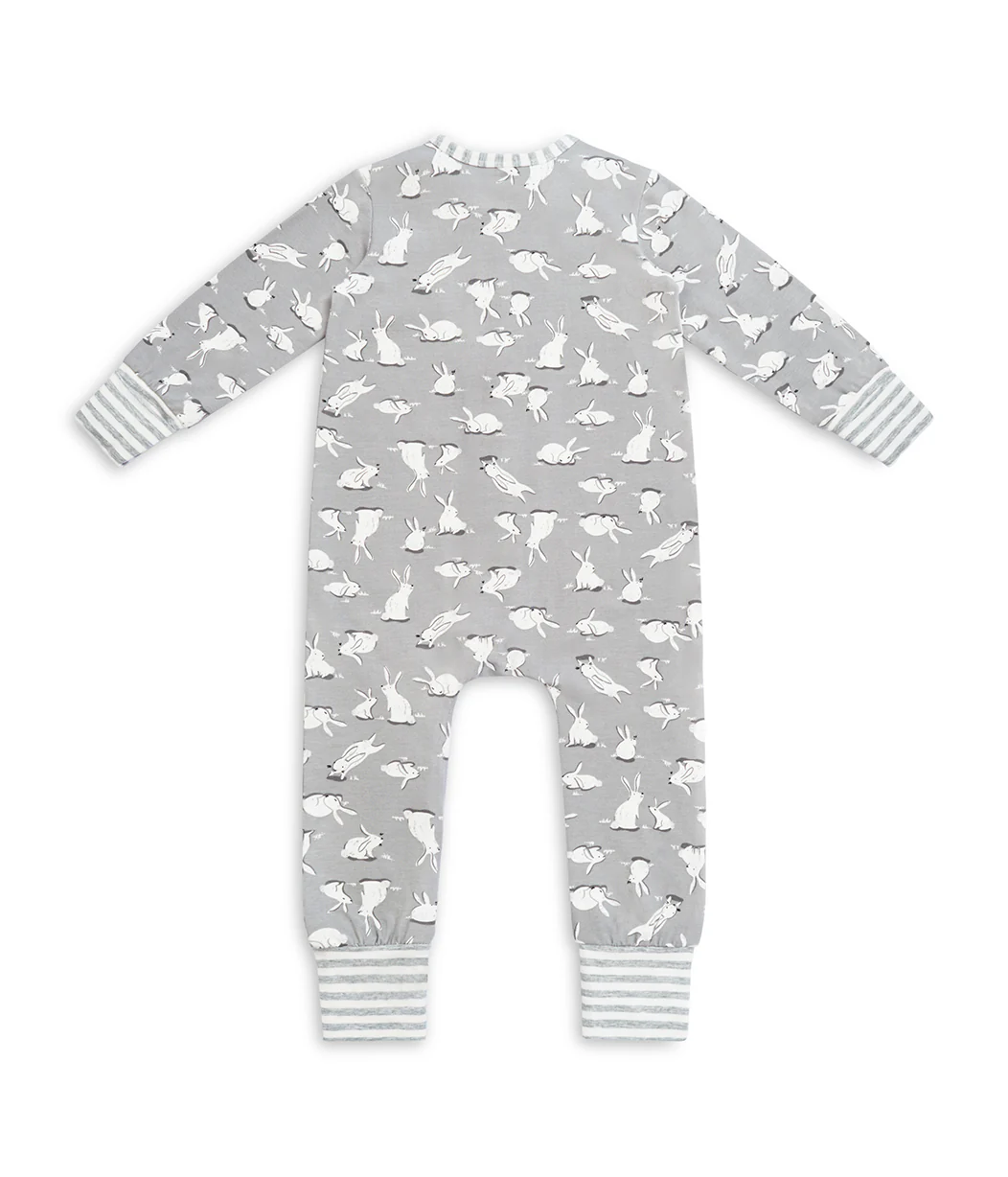 Footless Romper Cotton Grey Cottontail - Image 6