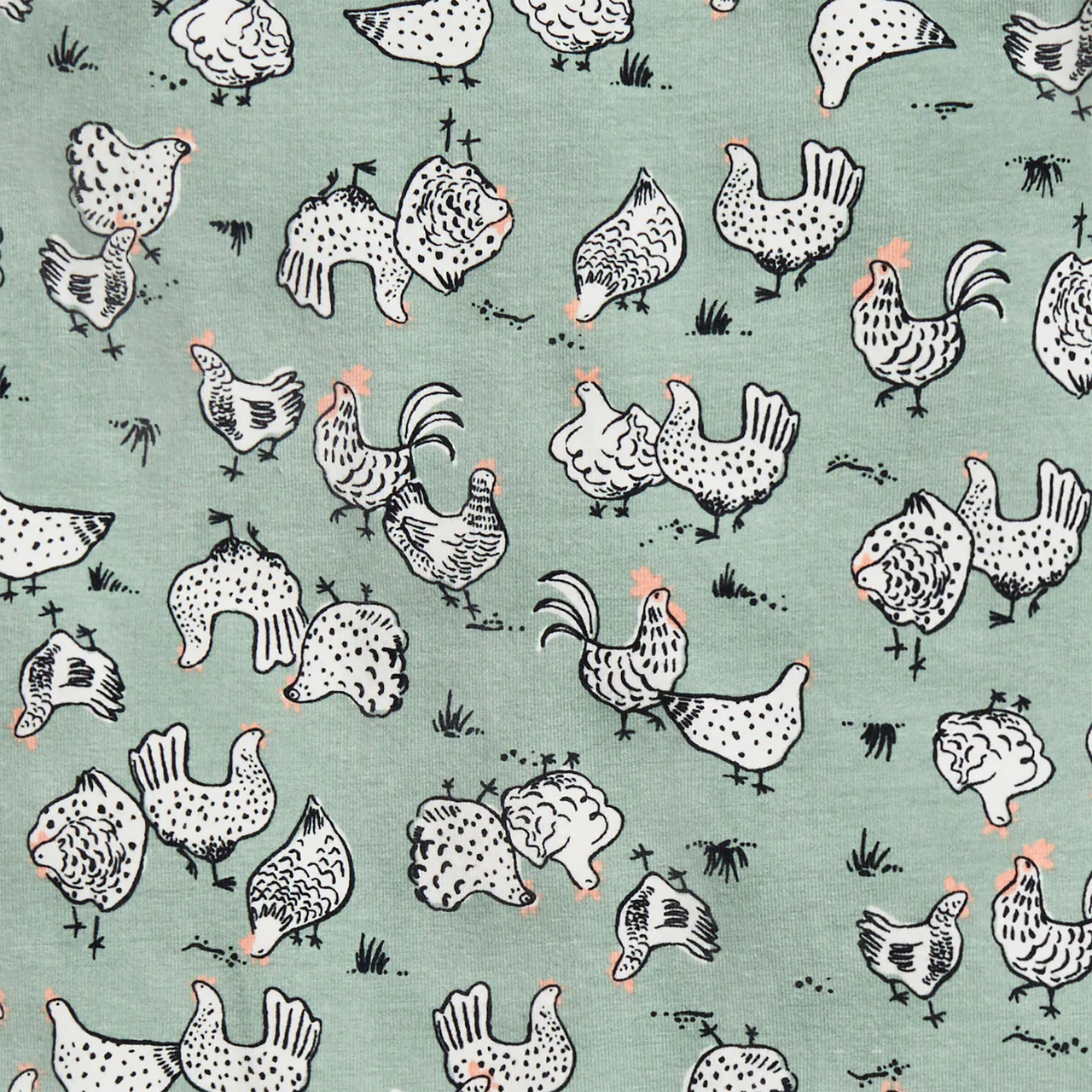 Footless Romper Cotton Olive Chicken Run - Image 3