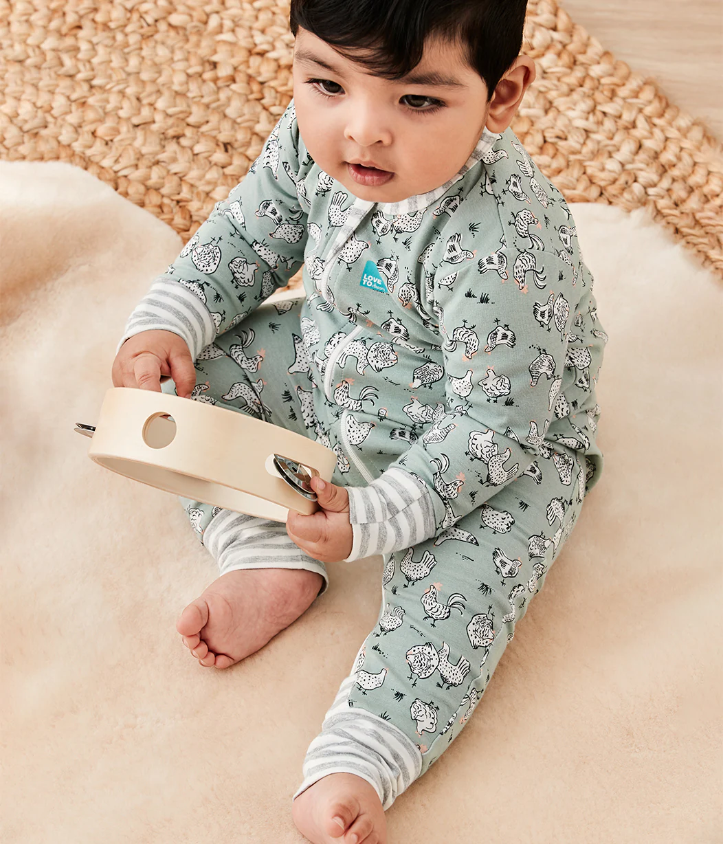 Footless Romper Cotton Olive Chicken Run - Image 5