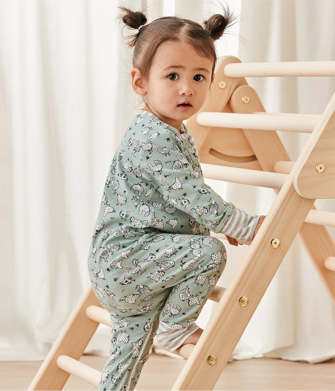 Footless Romper Cotton Olive Chicken Run - Image 8