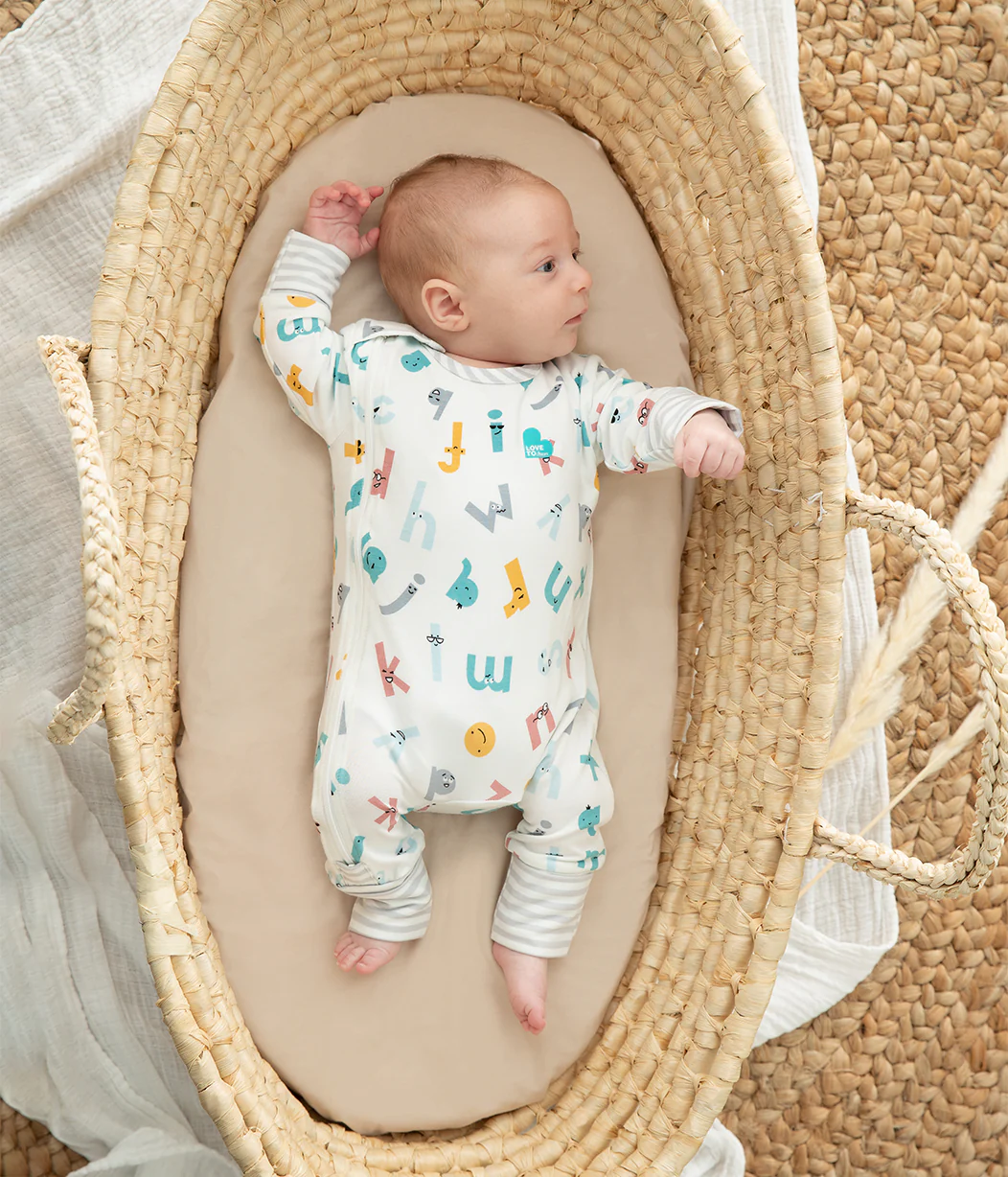 Footless Romper Ecovero White Alphabet Soup - Image 5