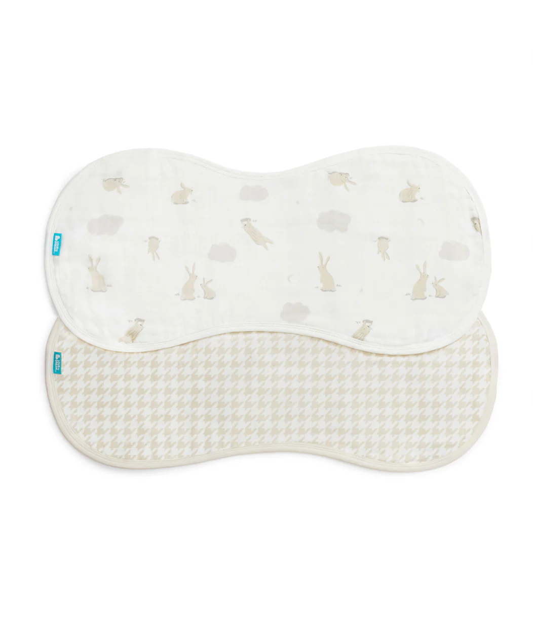 Newborn Essentials Bundle | Swaddle Up 1.0 TOG | Bib | Wash Cloth | Burp Cloth | Hooded Towel | Oat | Bunnies - Image 6