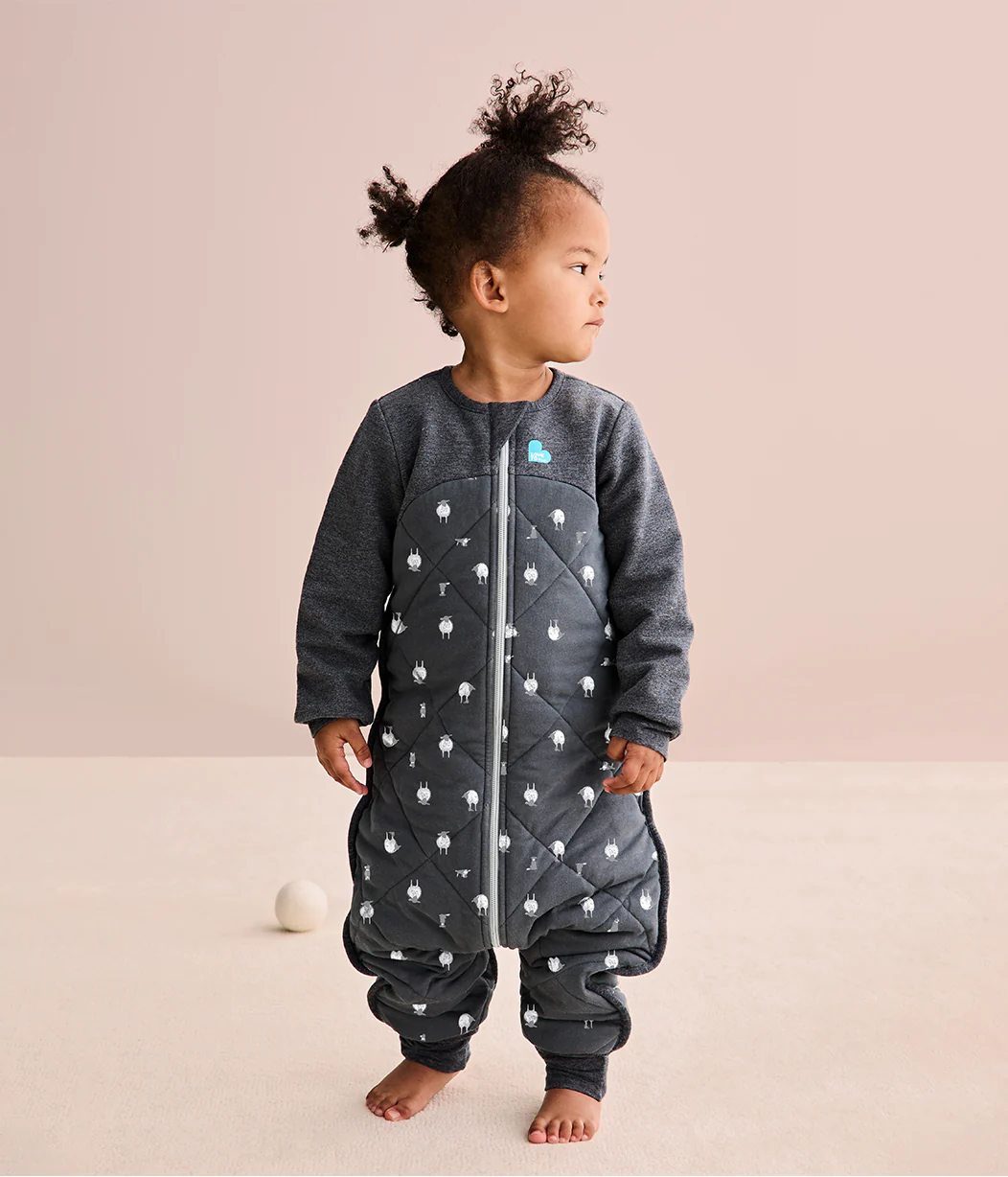 Sleep Suit Long Sleeve 2.5 TOG Organic Cotton/Merino Wool Charcoal Lamb's Best Friend - Image 4
