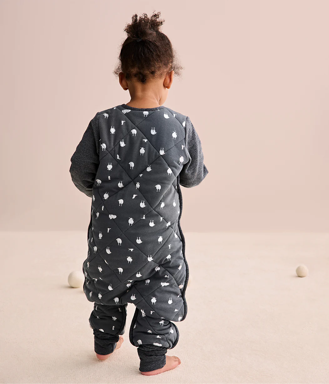 Sleep Suit Long Sleeve 2.5 TOG Organic Cotton/Merino Wool Charcoal Lamb's Best Friend - Image 5