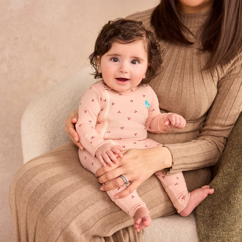 Swaddle Up & Romper Bundle | 1.0 TOG | Bamboo | Maroon | Blush Cherries - Image 4