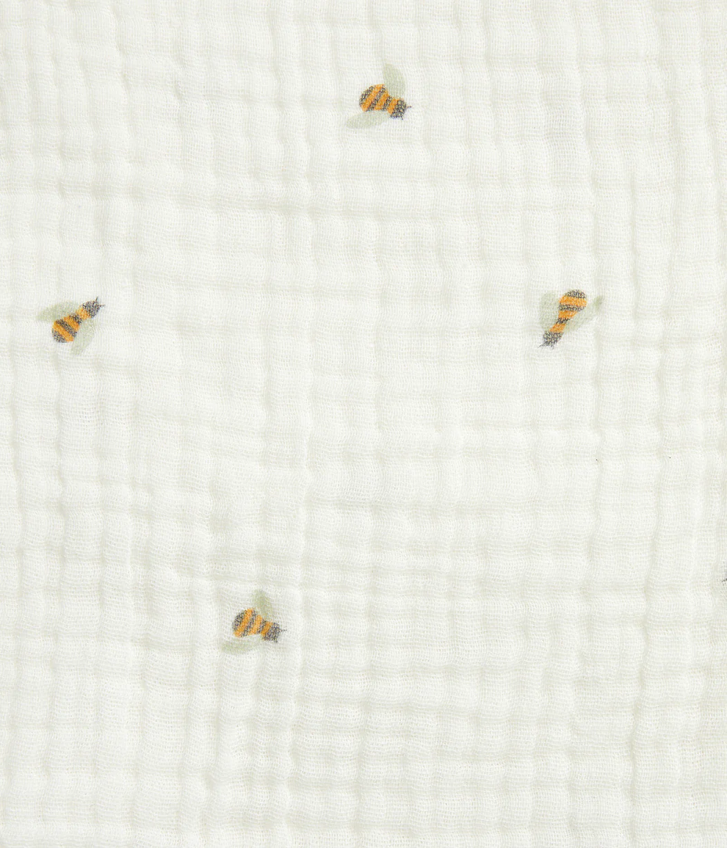 Wash Cloth 3 Pack Muslin Sage Bees - Image 4